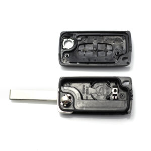 Citroen / Peugeot 407 - Carcasa tip cheie briceag cu 2 butoane, lama HU83-SH2 cu suport baterie