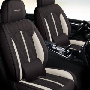 Huse auto premium 5 locuri Carguard Deluxe piele ecologică perforată - negru - alb