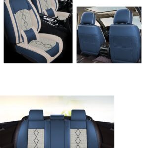 Huse auto premium 5 locuri Carguard Deluxe piele ecologică perforată și textil - albastru - alb