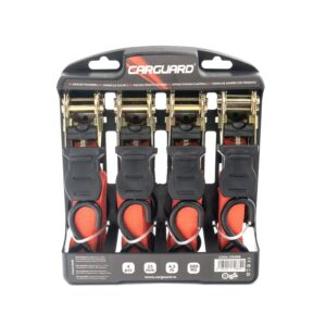 Set 4 chingi cu clichet, rezistent la 680 kg/chingă, TUV/GS – 25 mm × 4.5 m – 680 kg - Carguard - calitate și siguranță garantată!