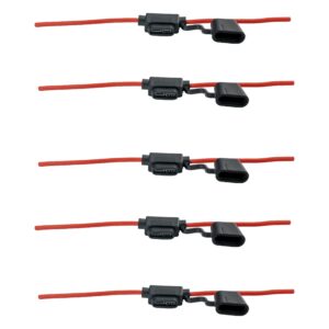 Set suport siguranță auto tip MIDI (19x13mm) etanșe Carguard - 5 buc – cablu 23 cm cupru 1 mm² – max 20A